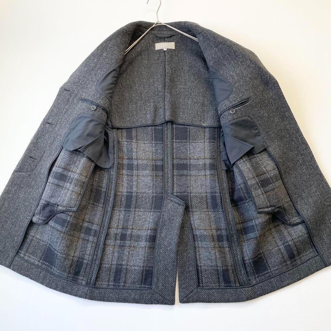 4806【美品】マーガレットハウエル　ヘリンボーン　チェスターコート グレー