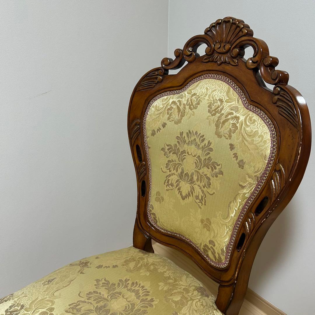 【美品】アンティーク 高級家具　イタリア製 ダイニングチェア　天然木　2脚セット