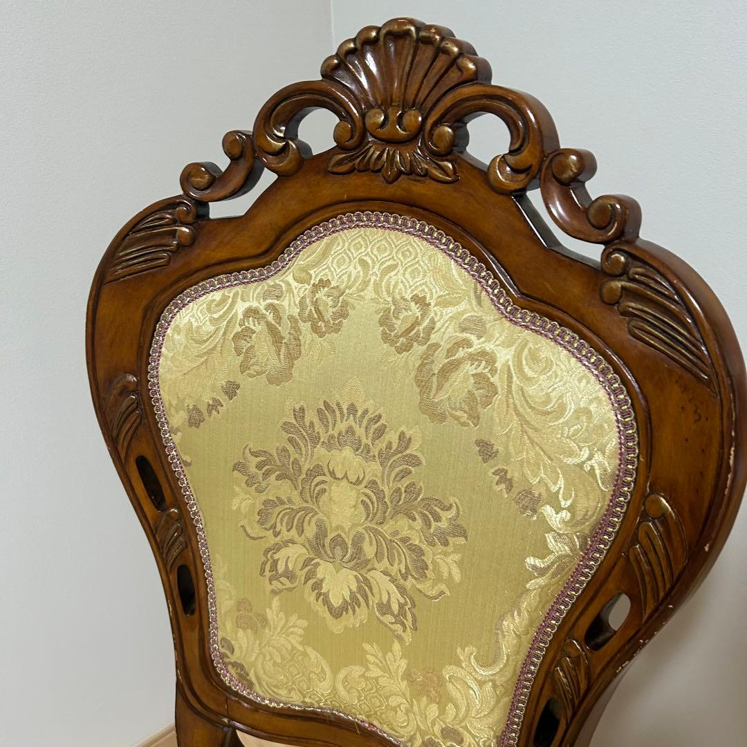 【美品】アンティーク 高級家具　イタリア製 ダイニングチェア　天然木　2脚セット