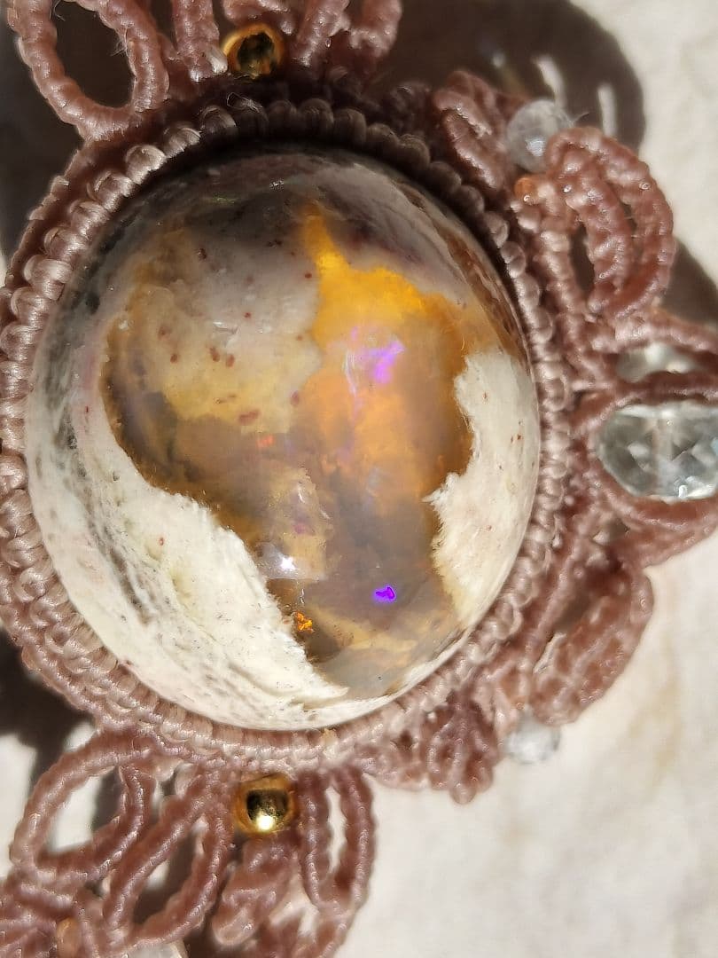 カンテラオパールチョーカーマクラメネックレス✧synchronicity ✡。