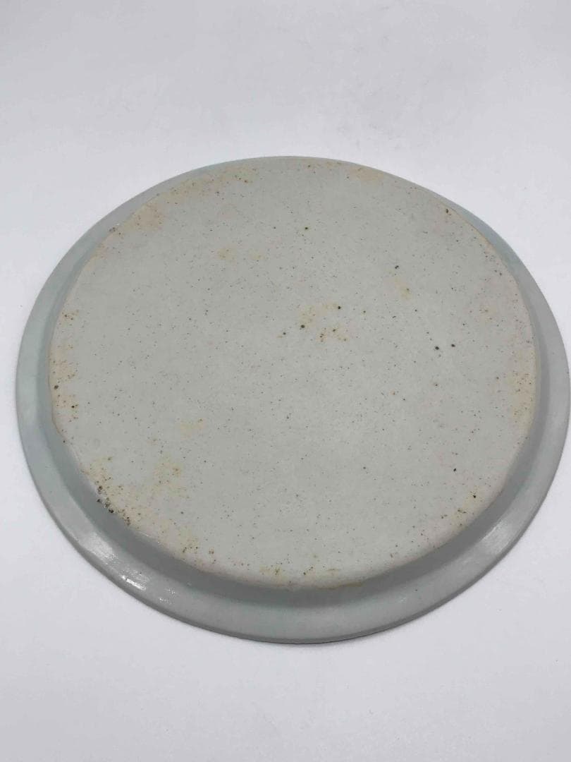 元時代　白釉釉裏紅飛斑暗刻龍紋盤　古盤　皿　唐物　古賞物　(D-43)