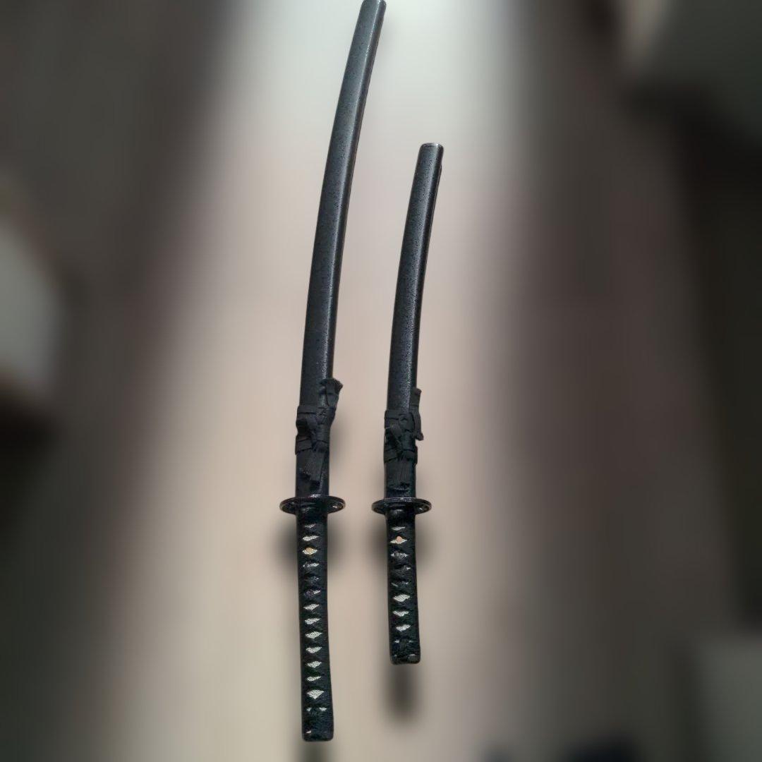 模造刀2本セット　黒　布製ケース付き