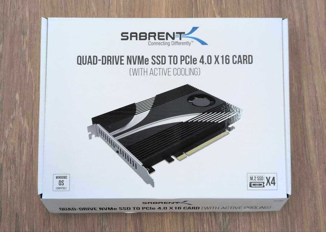 拡張カード SABRENT 4-Drive NVMe SSD to PCIe 4.0 x16