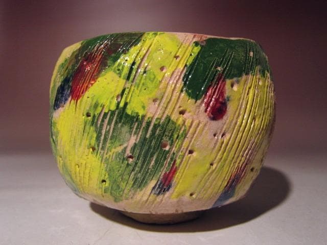 ☆出口仁三郎（大本教教祖）茶碗【福寿】☆見事な景色☆o367