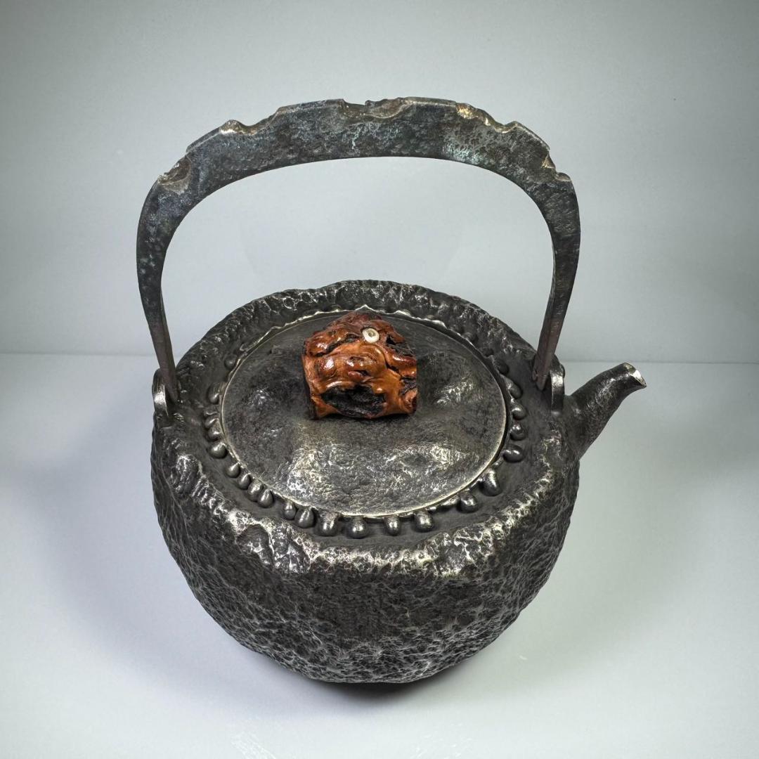 純銀製 木摘 銀瓶 箱付 湯沸 煎茶道具 工芸品 古美術品 純銀保証