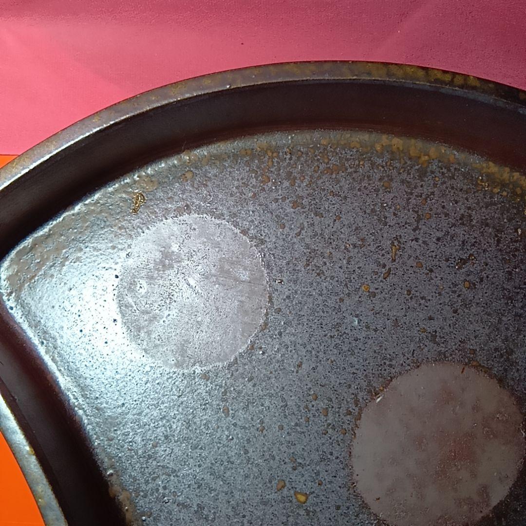 骨董品　備前焼　扇型器　飾り皿　お茶器　菓子皿、扇型皿　極美品