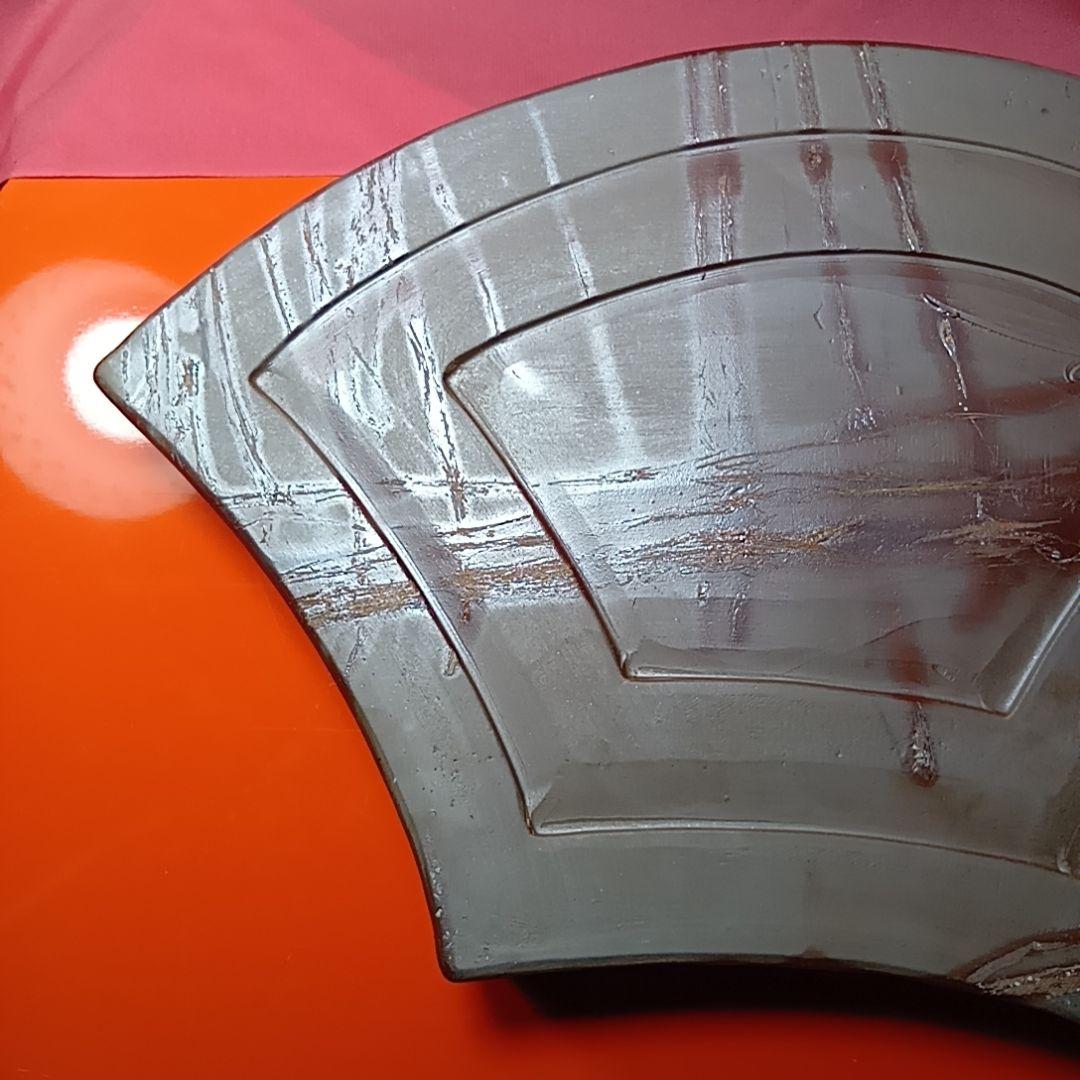 骨董品　備前焼　扇型器　飾り皿　お茶器　菓子皿、扇型皿　極美品