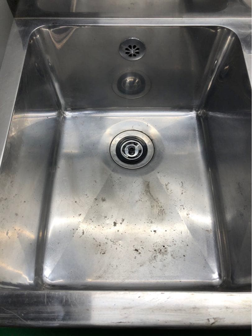 ☆地域限定送料無料☆工場整備品☆ニ槽シンク　水切付　幅1200 ステンレス