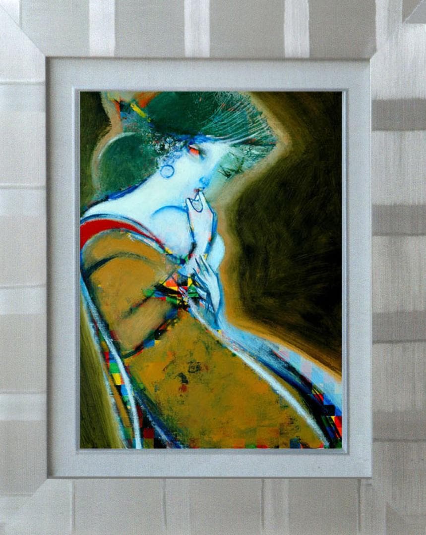 油絵 菅家令子 絵 絵画 インテリア 額付(銀) F4-080514 人物 女性