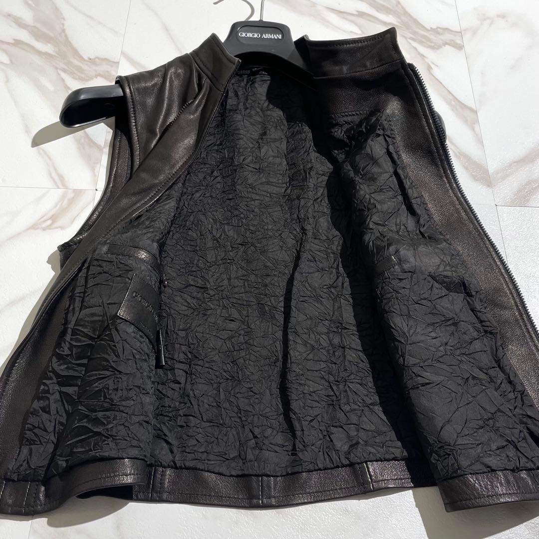 極美品✨ ジョルジオアルマーニ レザージャケット 最高級黒タグ ブラック