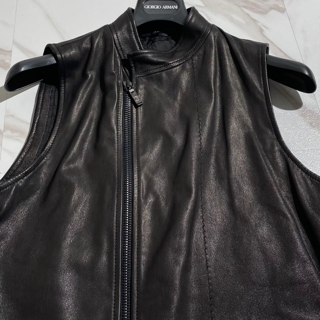 極美品✨ ジョルジオアルマーニ レザージャケット 最高級黒タグ ブラック