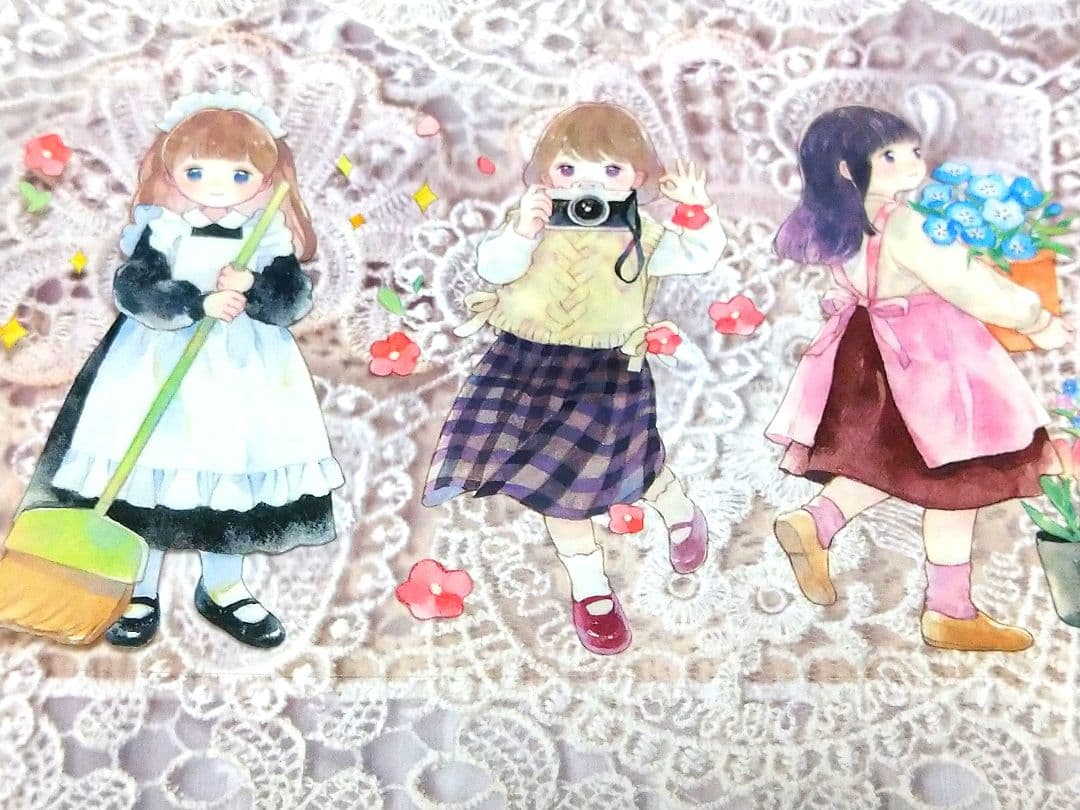 SALE✩J324＃职日晨塔(PET)吾心切り売り海外人物マステ女の子苜暖