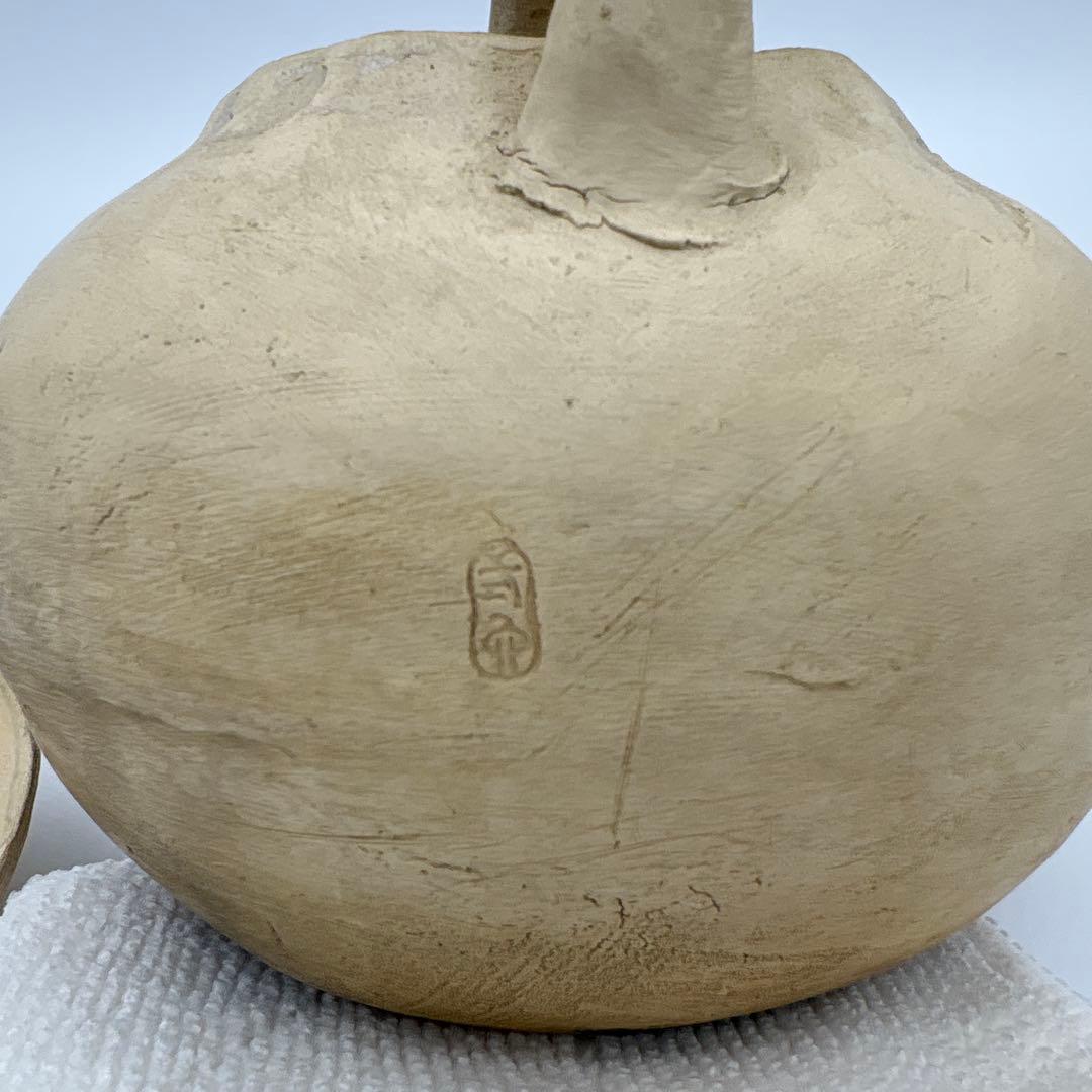 二六焼　佐々木二六　山水彫　急須