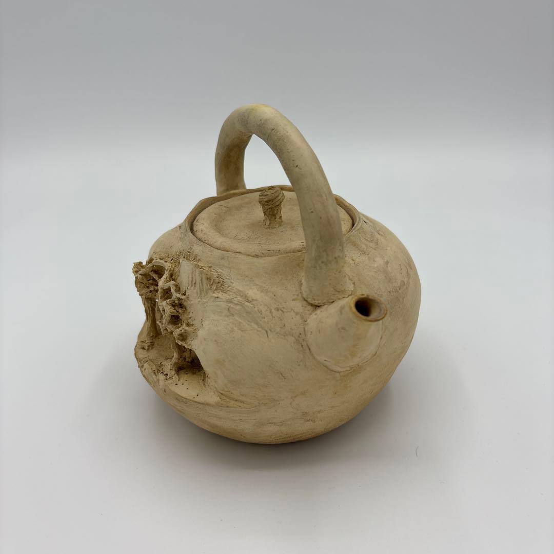 二六焼　佐々木二六　山水彫　急須