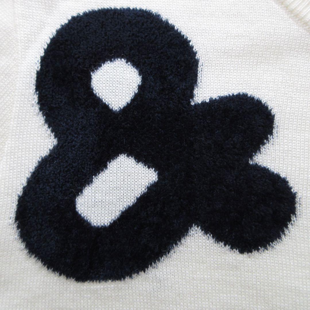 and per se アンパスィ アンパンジー刺繍 ウール混クルーネックニット