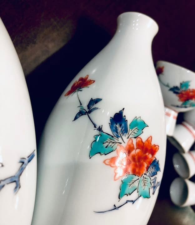 十三代 柿右衛門 錦 草花文 酒器 徳利猪口セット 骨董品