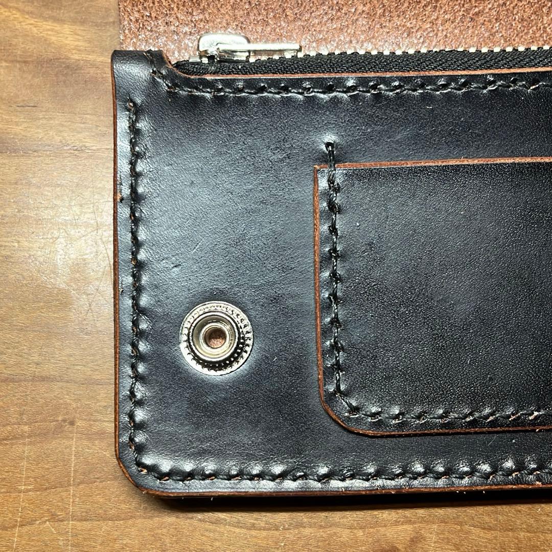 茶芯ハンドメイドトラッカーウォレット タロンジップ ウォレットチェーンセット