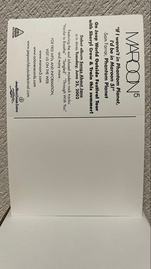 【超激レア】 マルーン5　デビューアルバム販促用ステッカー　非売品　廃盤品