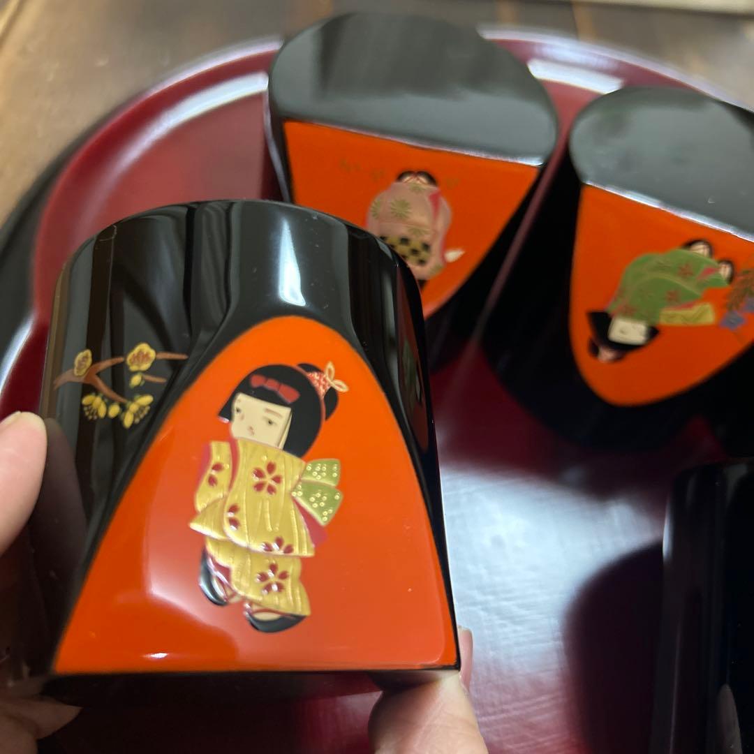 輪島塗　輪島漆器　大雅堂　摂田照彦　ぐい呑　童蒔絵　高級漆器　未使用希少品