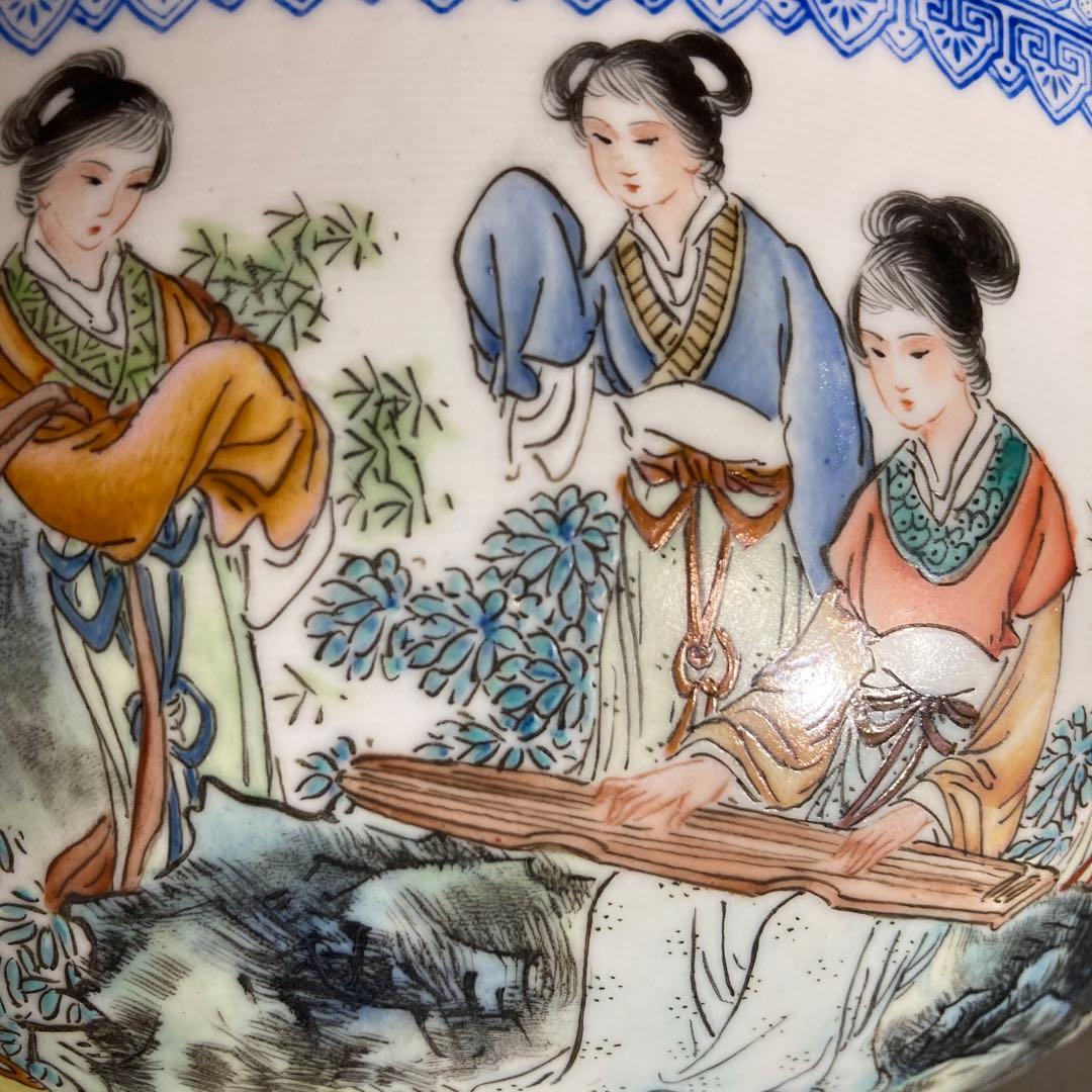 【景徳鎮製】景徳鎮の伝統　中国の名窯　乾隆年製　錦宮廷女官図　極薄胎　大鉢