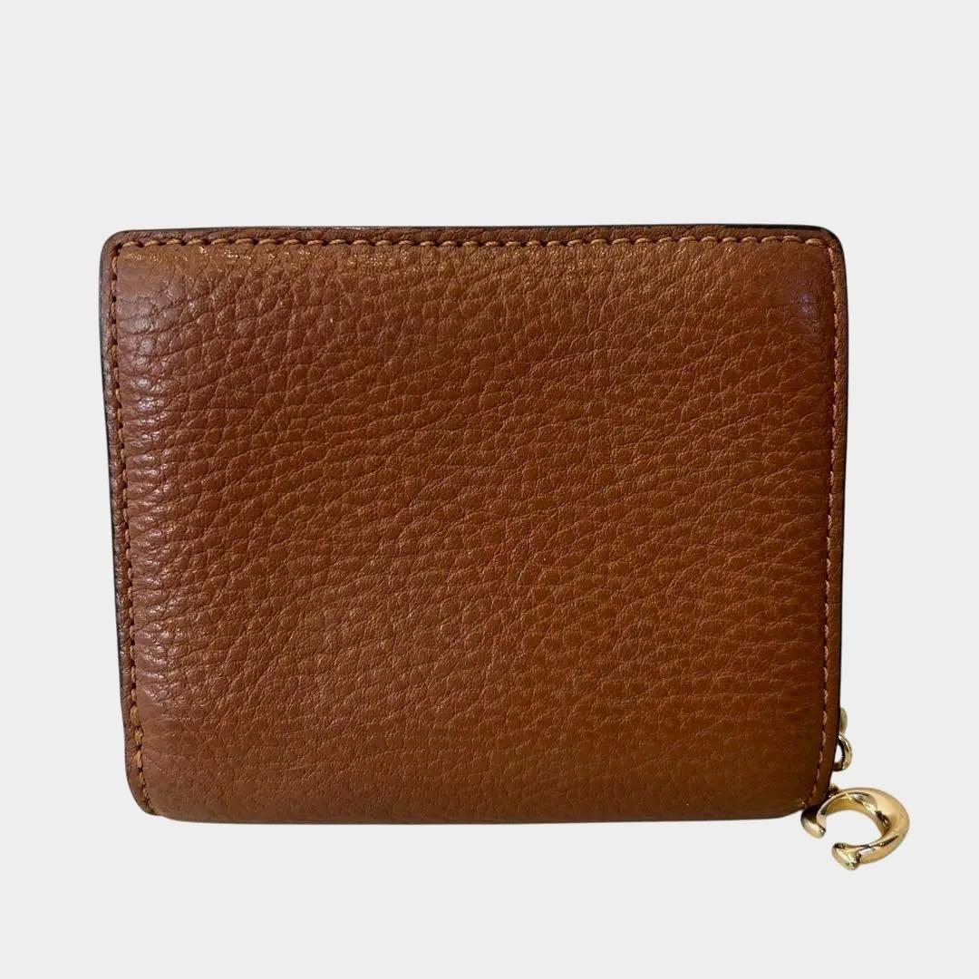 【美品✨即日発送】COACH コーチ 二つ折り財布 ブラウン L字ファスナー