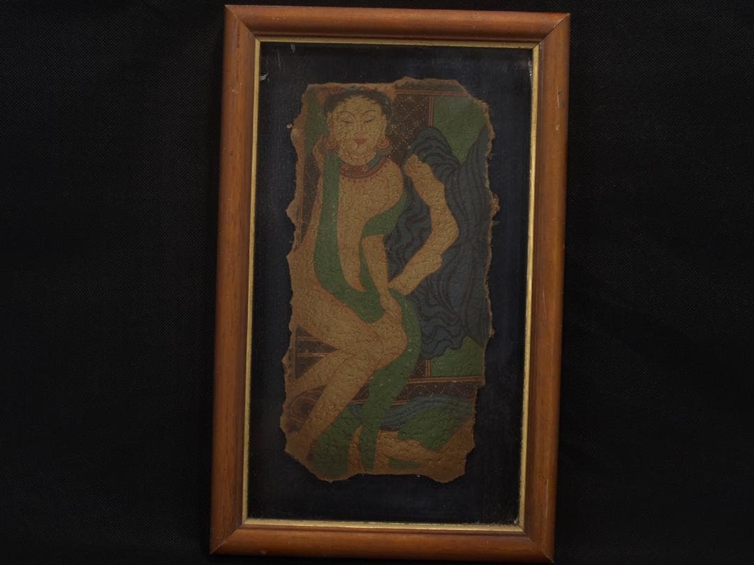 骨董市掘り出し品 中国唐時代　敦煌莫高窟壁画 彩絵　 AK1802B16-3