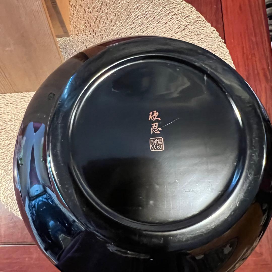 金剛石目塗漆器　無形文化財指定　鳥羽鐐一　硬忍　花瓶　漆器 漆美術 japan