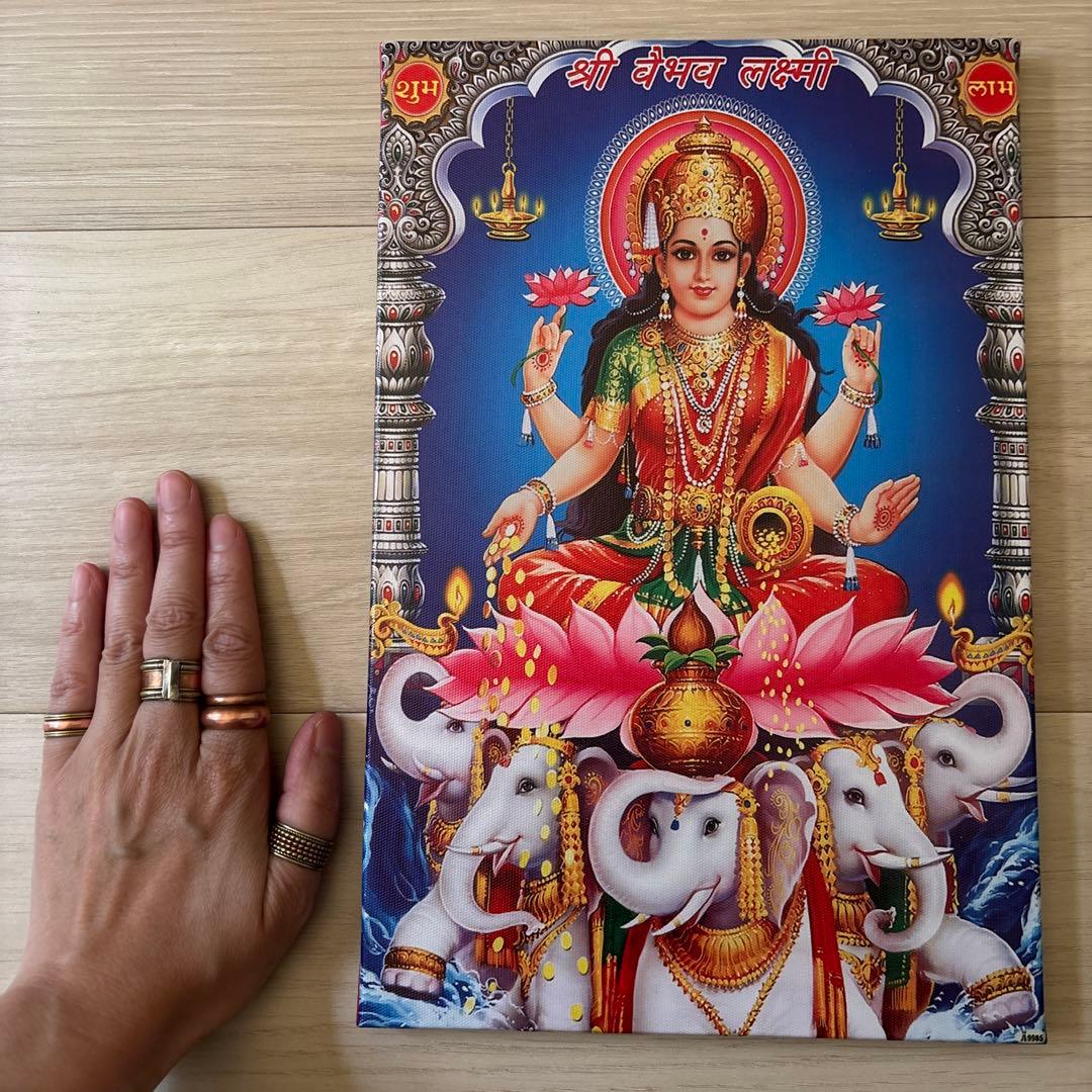 希少、ヒンドゥー教、インドの女神、キャンバスアート、裏面フック付き