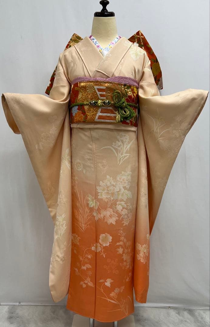 振り袖　フルセット　別誂長襦袢付　無地ぼかし　紋意匠　珍品　成人式　638