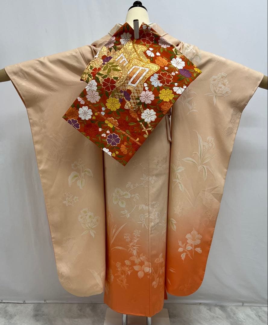 振り袖　フルセット　別誂長襦袢付　無地ぼかし　紋意匠　珍品　成人式　638