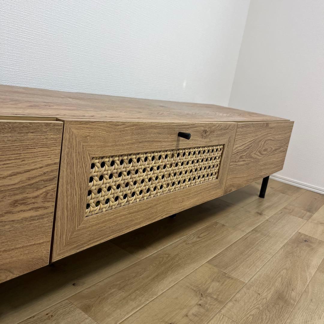（送料込み）完成品、LOWYA ラタンテレビ台 ナチュラルブラック180