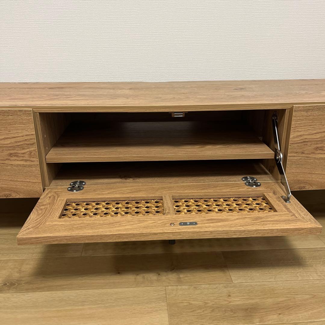 （送料込み）完成品、LOWYA ラタンテレビ台 ナチュラルブラック180