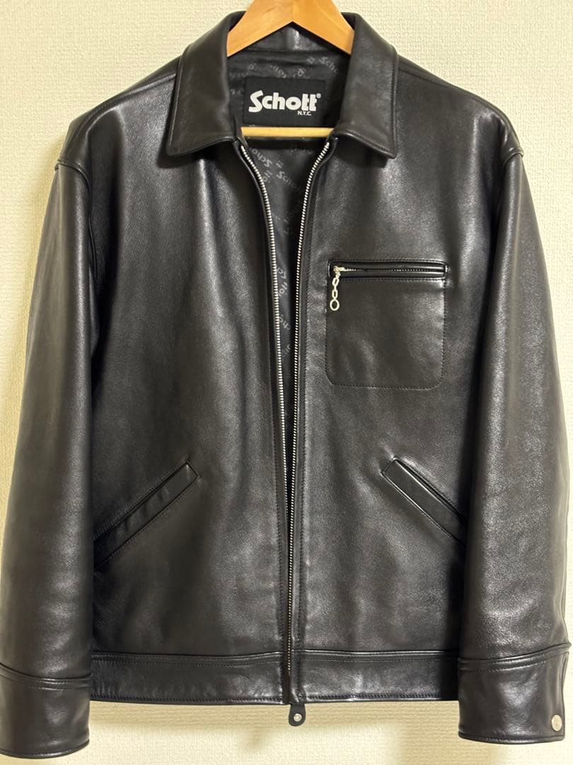 【超美品✨】Schott ラムレザー トラッカージャケット / ブラック M