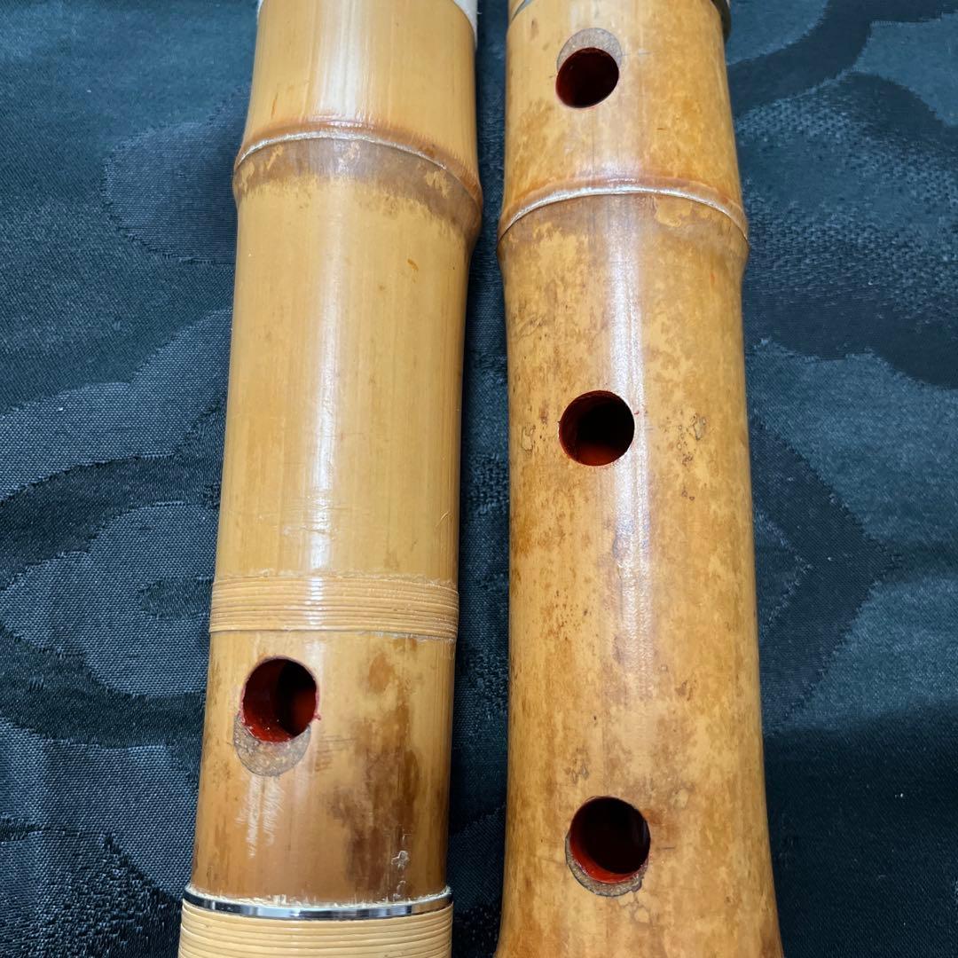 尺八 琴古流 在銘 中継ぎ緩み無し 一尺九寸管 籐巻き 銀三線 未使用品