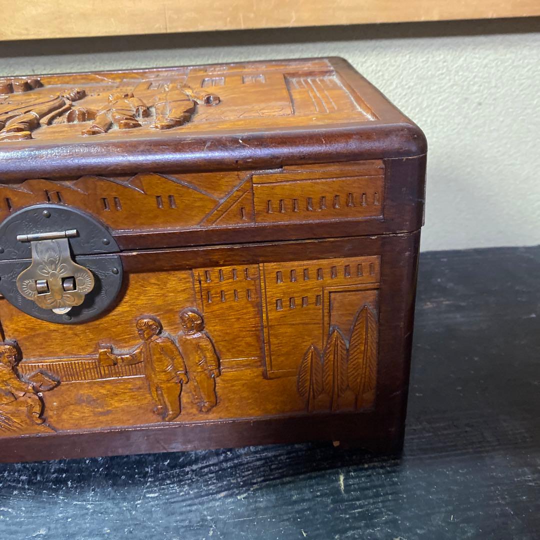 中国古玩　木彫　毛沢東　人生図箱