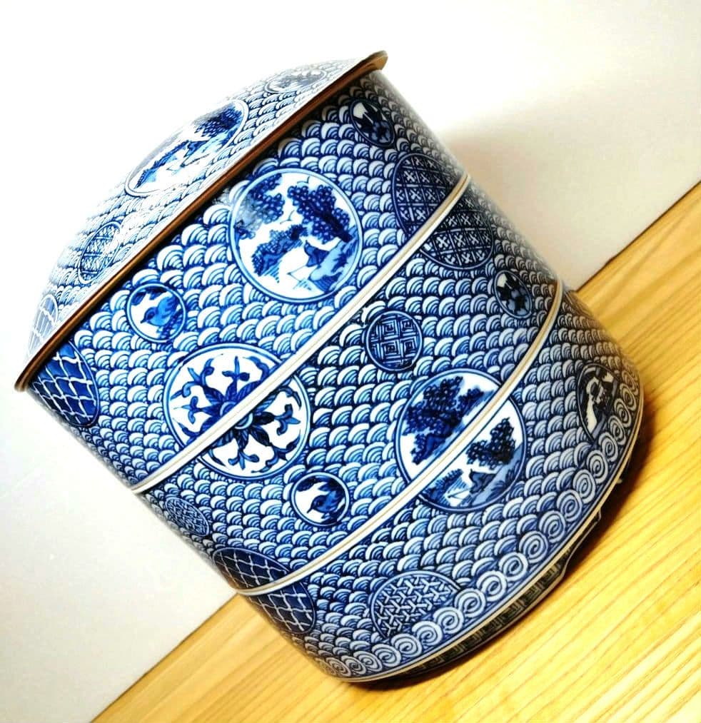 ☆ 平安壹楽 清水焼 染付段重