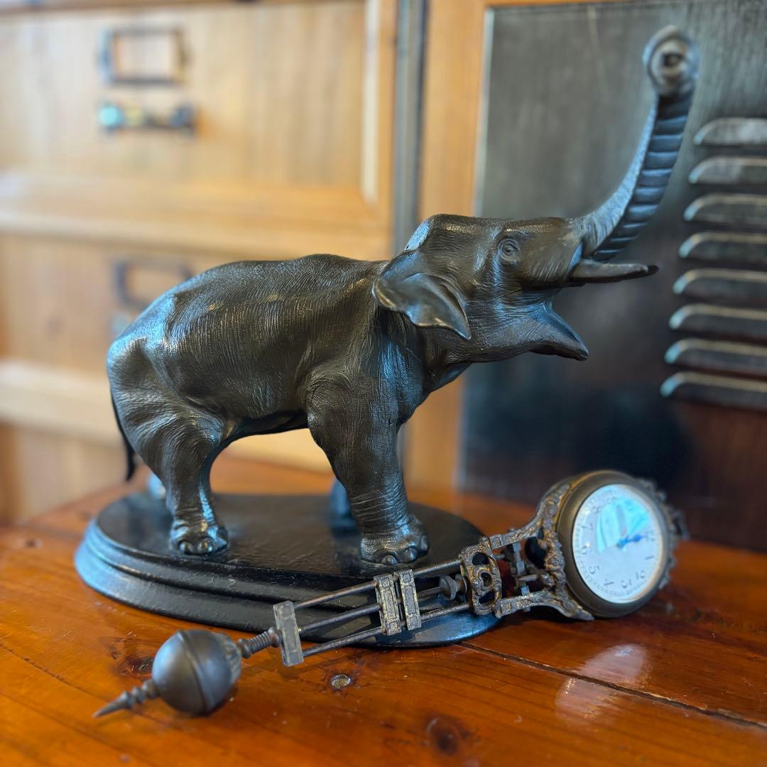 【JUNGHANS】　ユンハンス　置時計　ドイツ　ヴィンテージ　象　【JUNK】