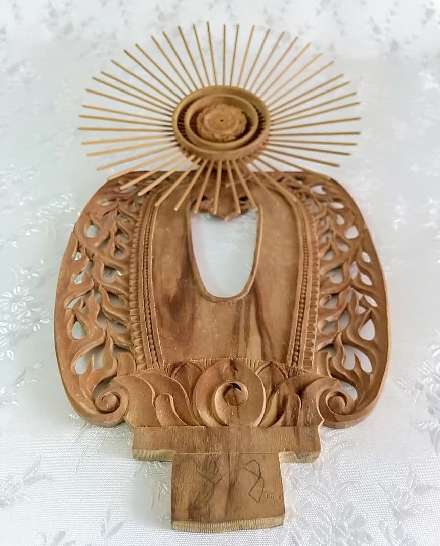 光背のみ#552 立像6.0寸用 放射光 火焔 透し彫◆白檀 木彫 仏像付属品