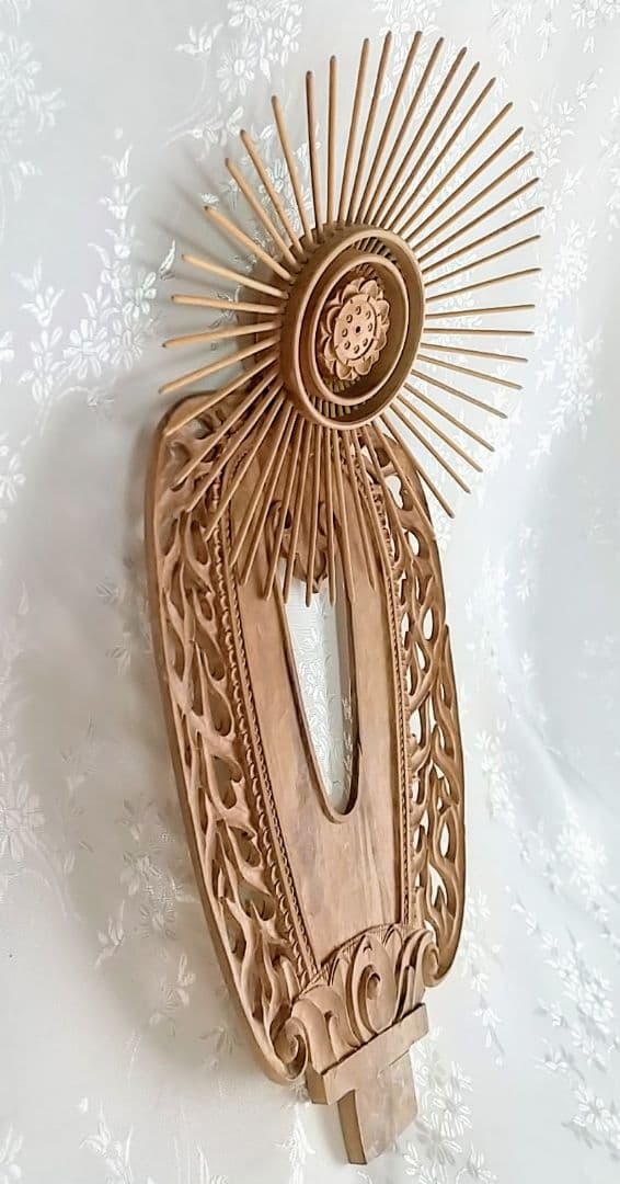 光背のみ#552 立像6.0寸用 放射光 火焔 透し彫◆白檀 木彫 仏像付属品