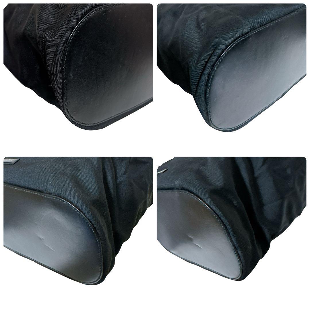 グッチ ハンドバッグ 鞄 バッグ ナイロン レザー ブラック シルバー金具 無地