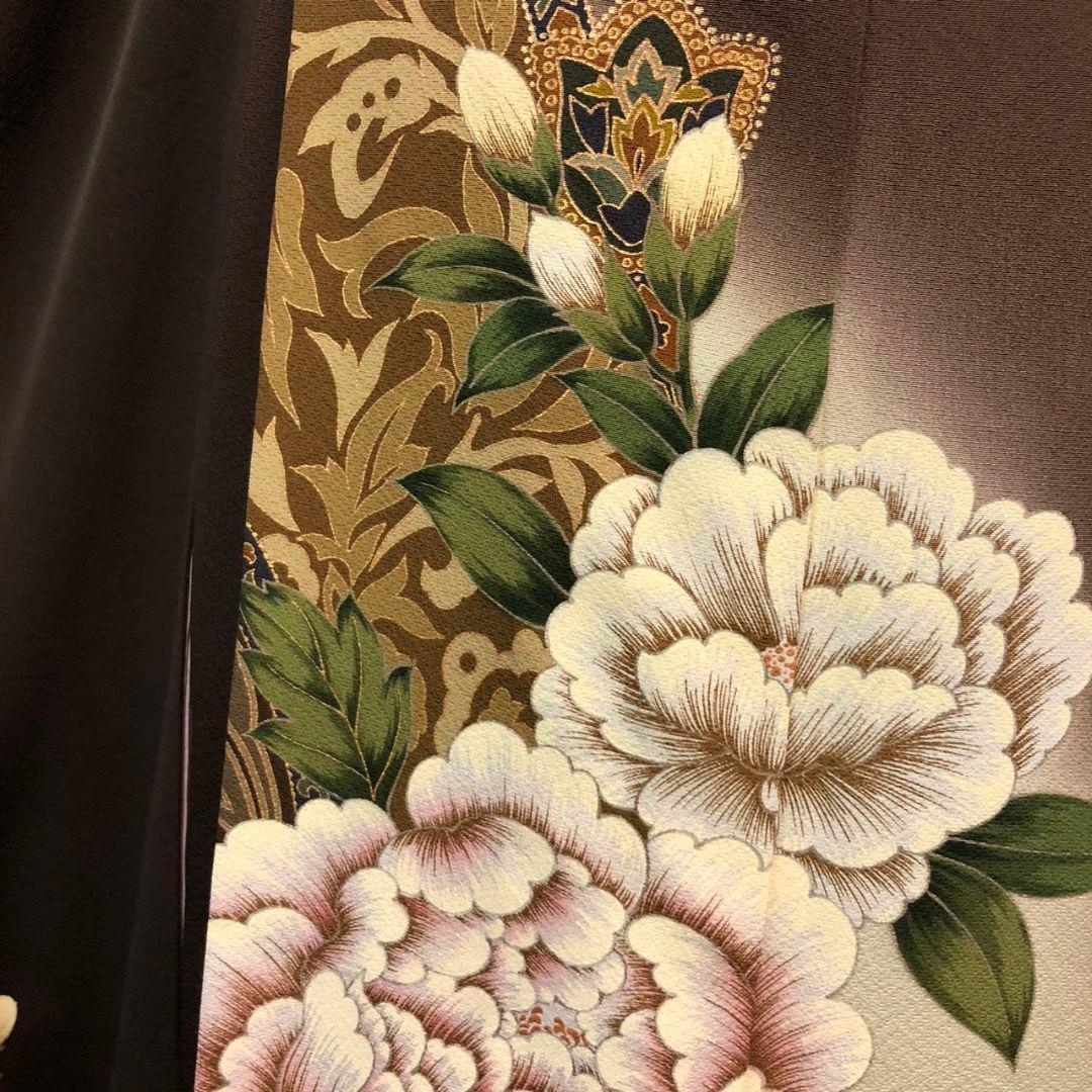 振袖フルセット(8点)・作家物・落款入り・更紗牡丹・高級縮緬・モダン・逸品
