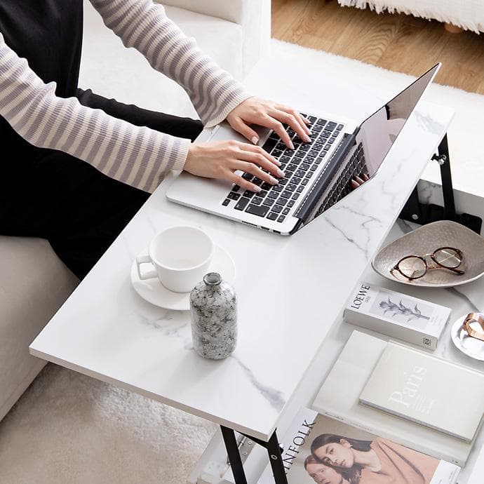 【幅80cm】昇降式テーブル 小さめ 昇降テーブル コンパクト【ブラウン】