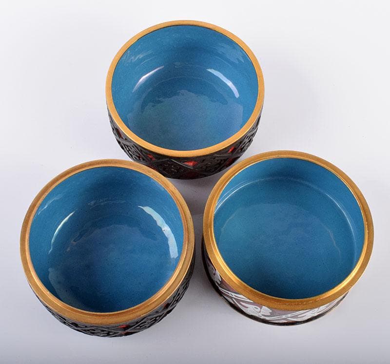 中国　剔紅　堆朱　堆黒　内七宝　雲龍文　三段重箱　H　R5782