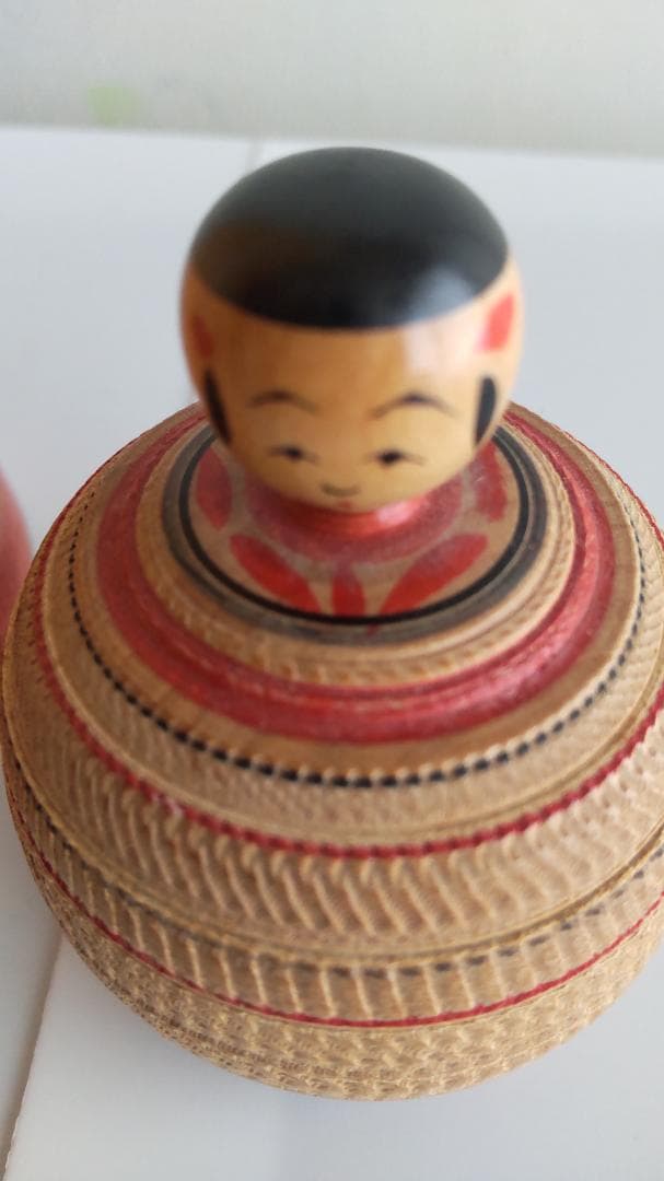 桜井昭二作　伝統的な木製こけし 約40cmとえじこ6ｃｍ