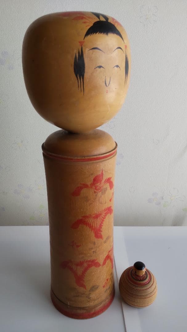 桜井昭二作　伝統的な木製こけし 約40cmとえじこ6ｃｍ
