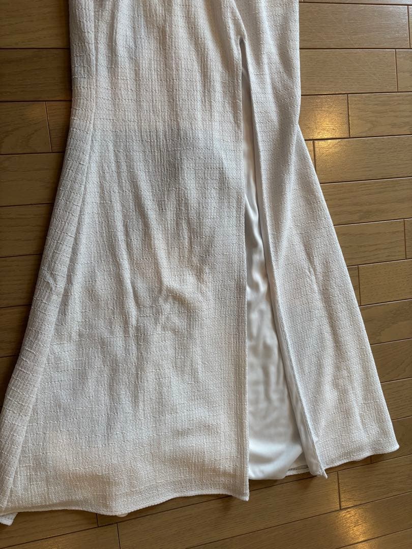 ホワイトレース装飾ドレス ロングドレス キャバドレス ナイトドレス