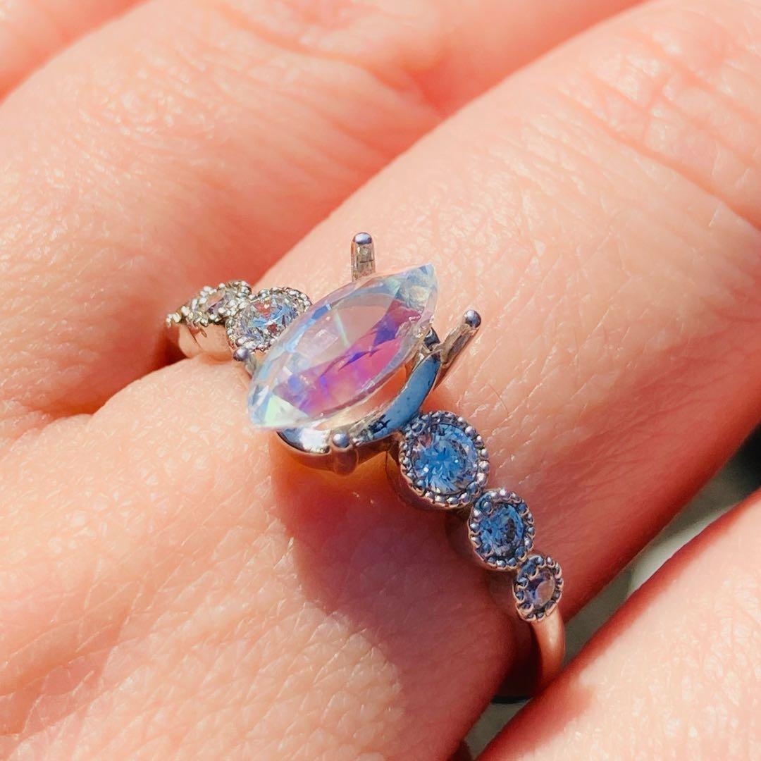 天然石　レインボームーンストーン　天然石リング　ルース　オーダーリング