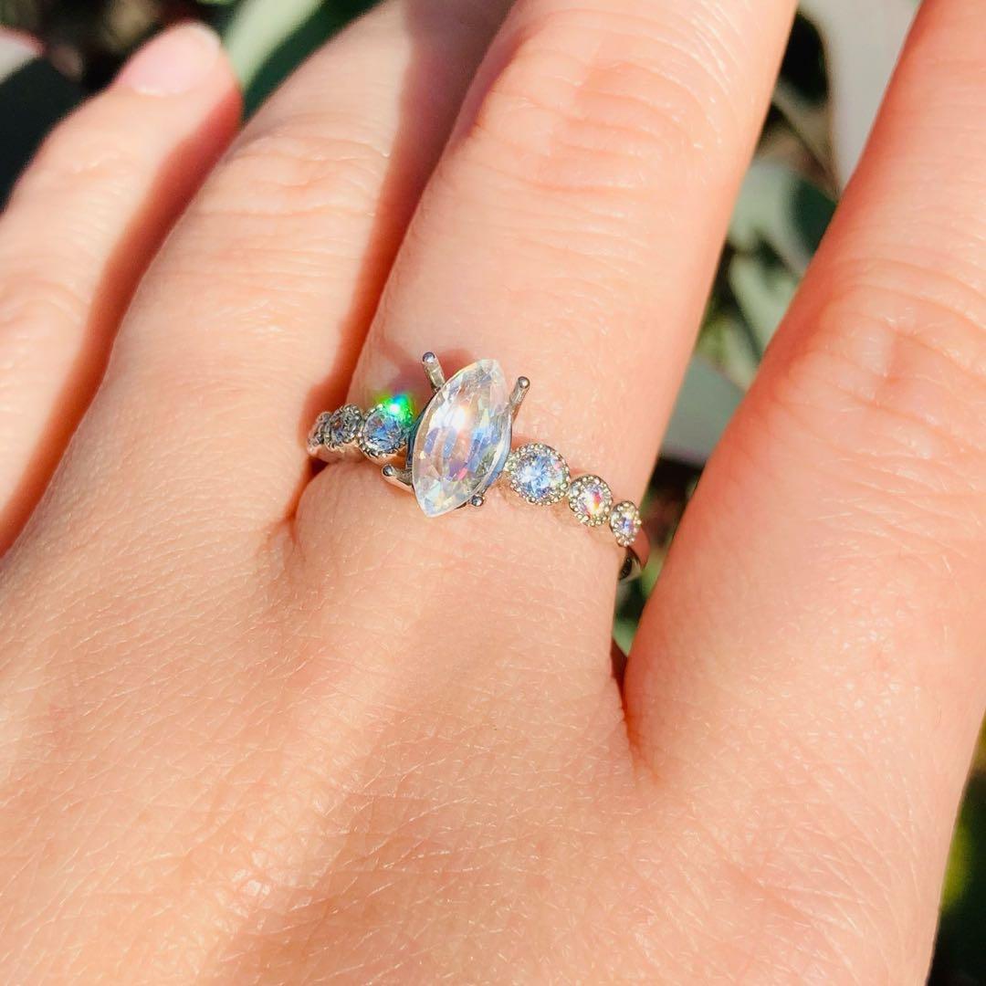 天然石　レインボームーンストーン　天然石リング　ルース　オーダーリング