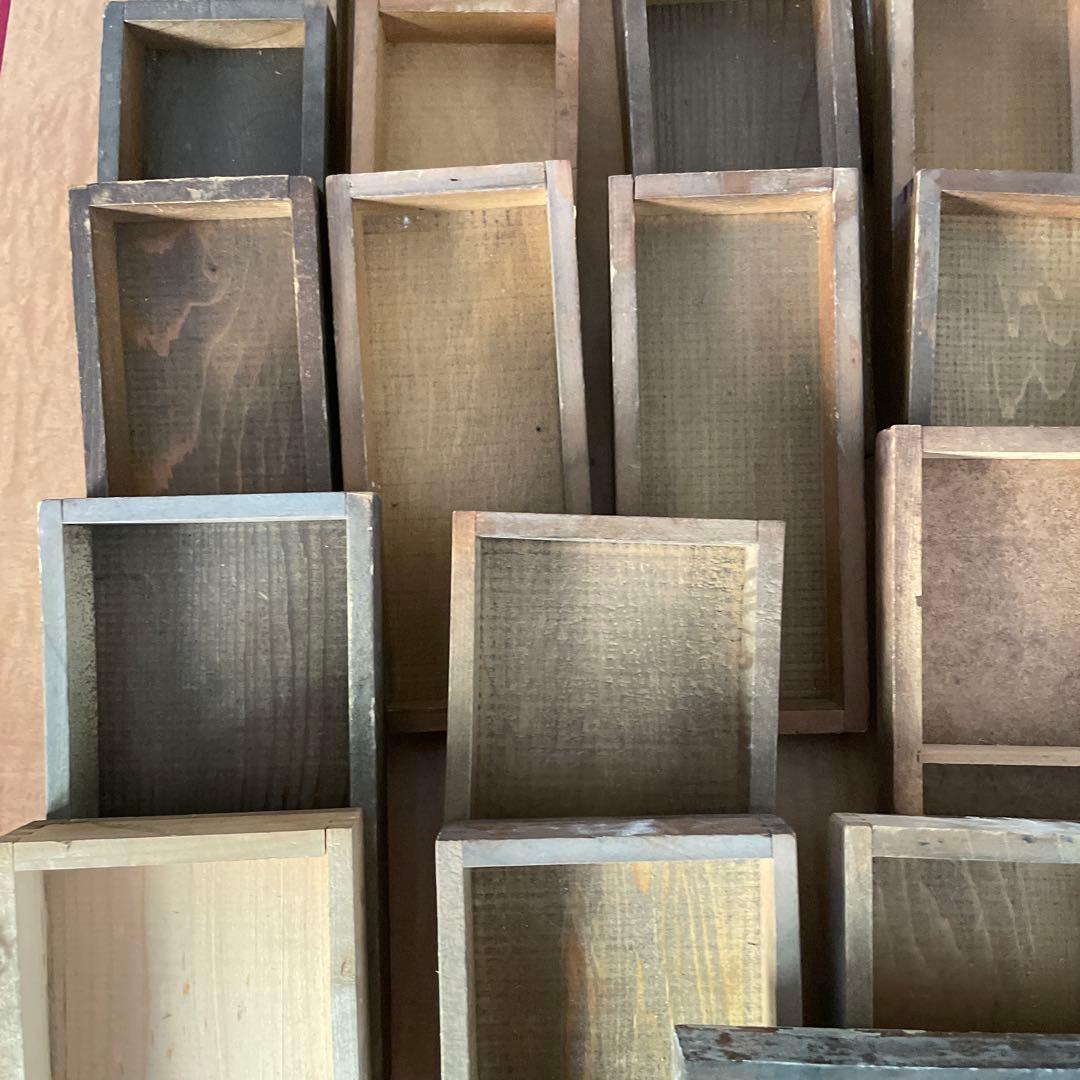 B40-5/活版印刷所で使われていた小箱（文選箱）3種40枚【古道具】