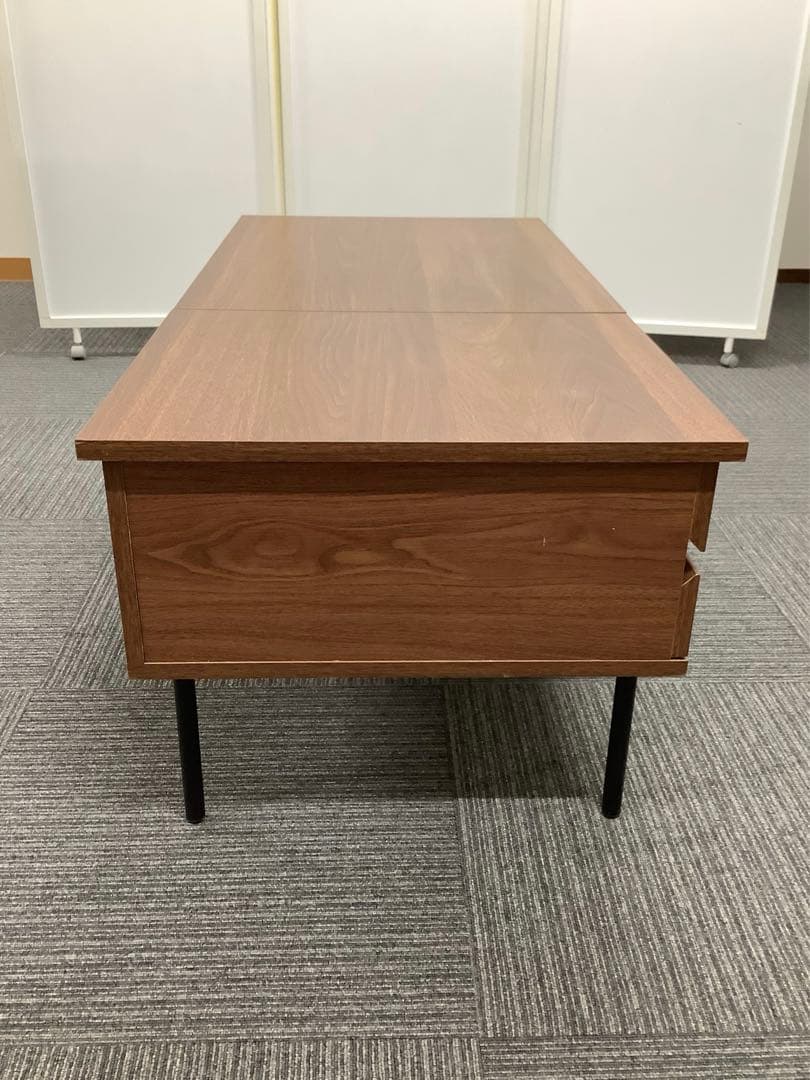 木製昇降テーブル デスクとテーブルの2way 引き出し+スライド収納付き